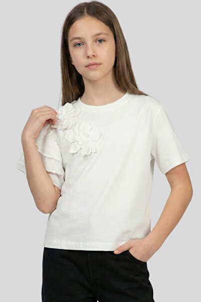 ww waka waka kids store Girl's Special Design T-Shirt with Single Sleeve Ruff...