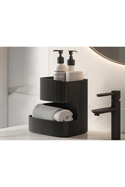 BMS3D Modern Çizgili İki Katlı Banyo Organizeri