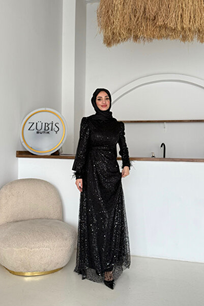 ZENKA GİYİM Lora Pul Payetli Tesettür Abiye