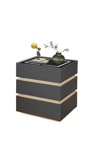 Antoniabeautyshop Noptieră modernă cu 3 Sertare,50×40×72 cm,Incarcare Wireles...