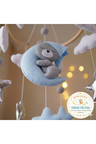 TREND METFİQ DECORATİON Müzik Kutulu Bebek Dönencesi - El Yapımı Keçe Beşik Ü...