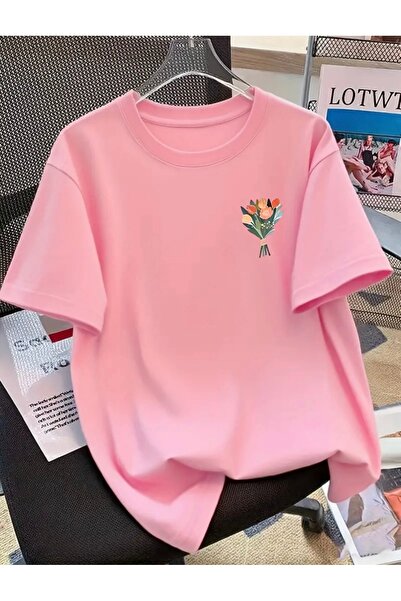 FUFLUNS Small Flower Bouquet Printed Unisex Women'S/Men's Oversize Crewneck T...