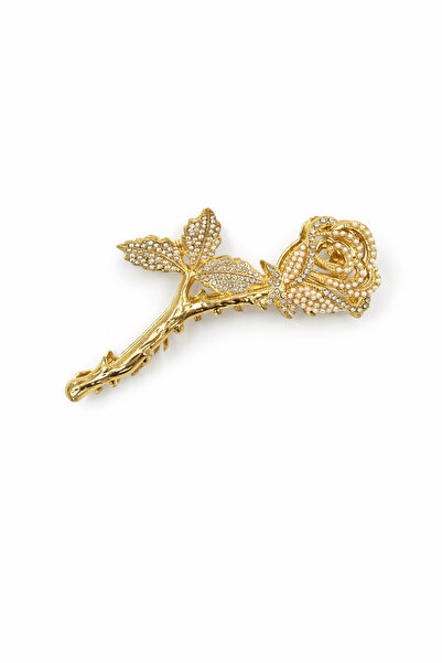 MD Moda Accessories Gold Color Rose Design Latch Buckle with Stone and Pearl ...