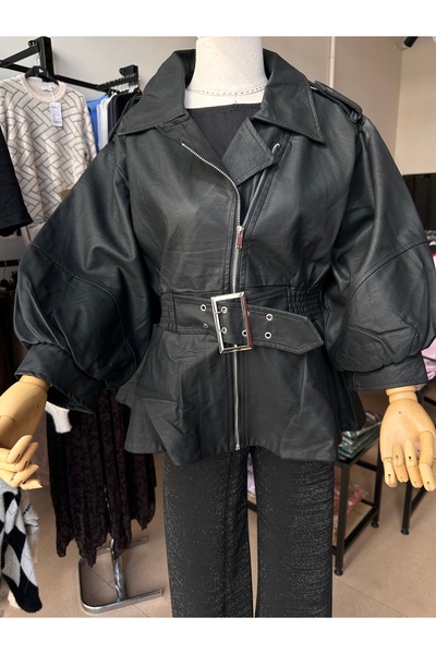 moda rüyası Bebe Plus Balloon Sleeve Leather Jacket