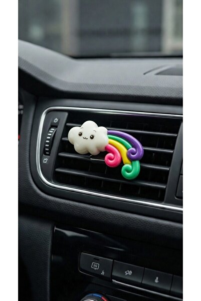 Çiçek Antalya زينة مكيف هواء السيارة على شكل سحابة قوس قزح لطيفة مقاس 6 سم - ...