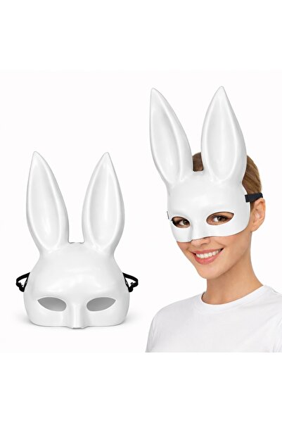 Mustran White Luxury Rabbit Mask with Long Ears