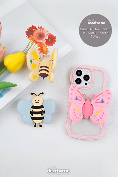 MCA Deerhome Bütün Telefonlarla Uyumlu Kelebek Arı Desenli Telefon Tutucu,Sta...