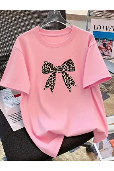 FUFLUNS MAJICA S OVALNIM OGRLOM I ŠIROKIM KRATKIM RUKAVIMA SA LEOPARDOVIM POR...