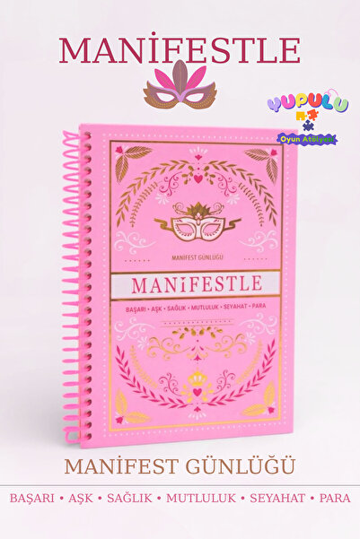 YUPULU Manifest Günlüğü 96 Adet Stickerlı Ajanda Pembe (Spiralli Defter) Sevg...