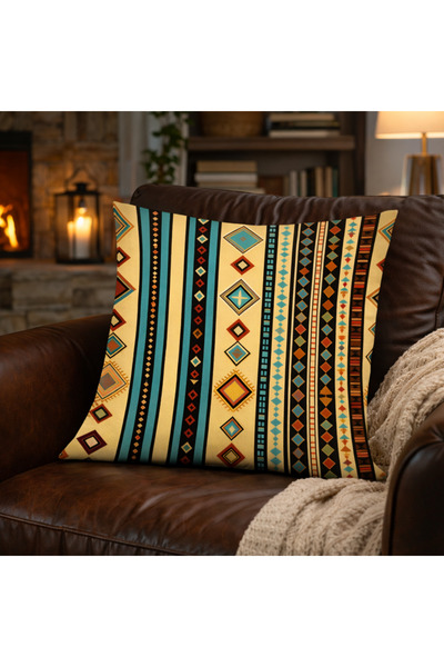 Piloji Aesthetic Home Decoration 43X43 Square Pillow – Ethnic Patterned Moder...