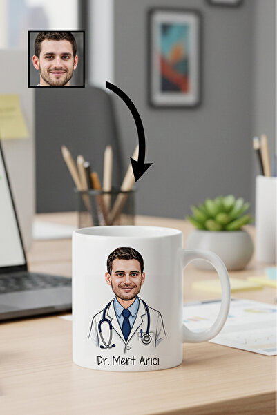 GIFTALI Kişiye Özel Doktor Temalı Karikatür Kupa Bardak