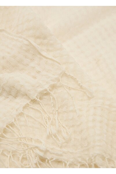 MANGO Woman Püsküllü pamuklu fular