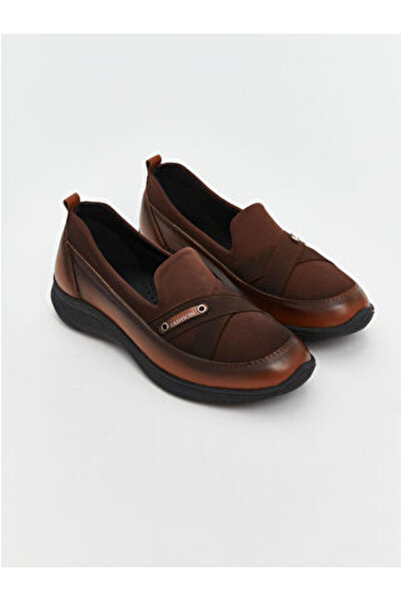 LC Waikiki Modanova Sezon Brown Leather-Look Women's Comfort Classic Shoes