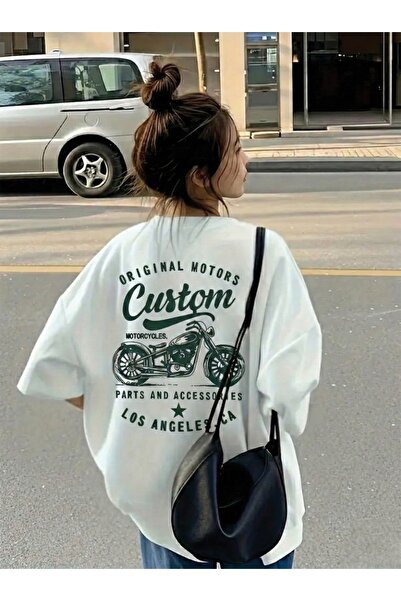 Marco Fresco Unisex καθημερινό μπλουζάκι με κοντό μανίκι με στάμπα μοτοσικλέτ...