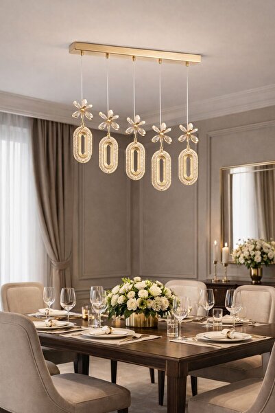 IŞILTI POWER 5'Lİ YEMEK MASASI LEDLİ SARKIT AVİZE