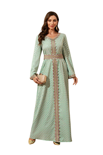 Bidani The Mint Shimmer Polka-Dot Kaftan