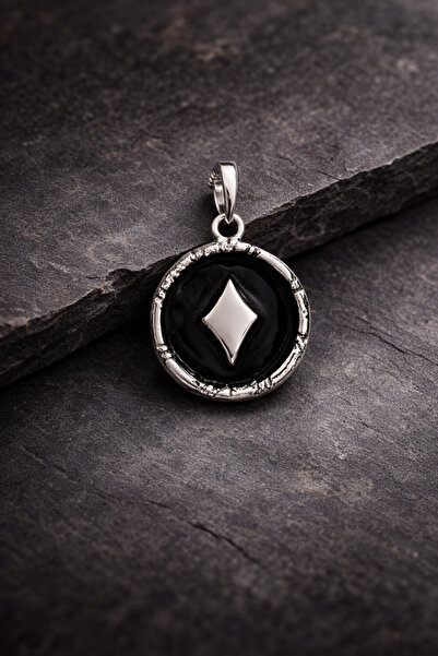 Ebrar Silver Gümüş Karo Kolye Ucu 925 Ayar Gümüş Mini Karo Figürlü Unisex Kol...