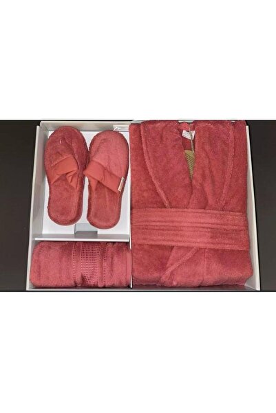 Özdilek Colourist Dark Coral Bathrobe Set