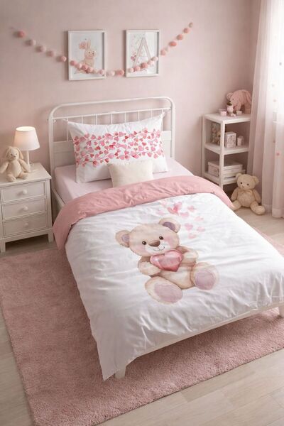Golden %100 Pamuk Love Bear 100x150 cm Bebek Nevresim Takımı