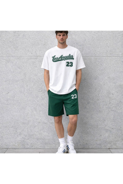 LEONE KOLEKSİYON Men's Los Angeles Printed Shorts Set Summer Comfortable Fit ...