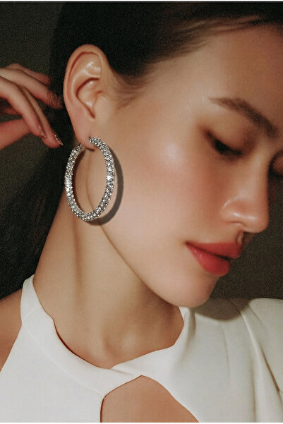 Koton Kristal Taş Detaylı Halka Küpe