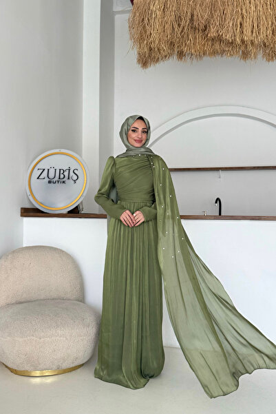ZÜBİŞ BUTİK Nisa Zarif Pelerinli Tesettür Abiye