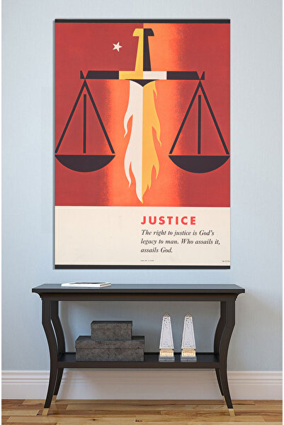 Mushen Studio Mač pravde i grafikon Vage - Retro propagandni stil, poster pra...