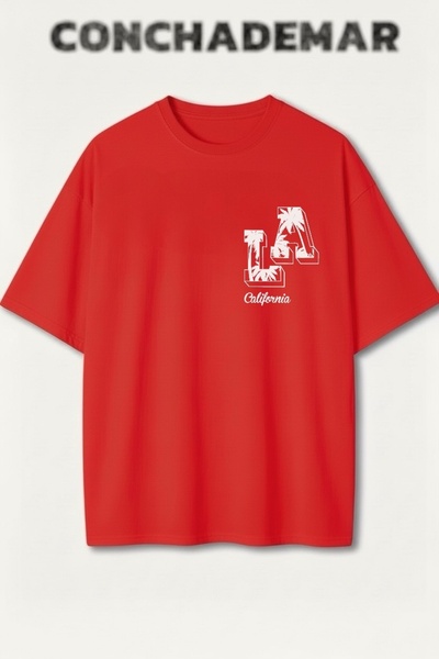 Vordevia Los Angeles cu imprimeu Premium supradimensionat bumbac lu tricou