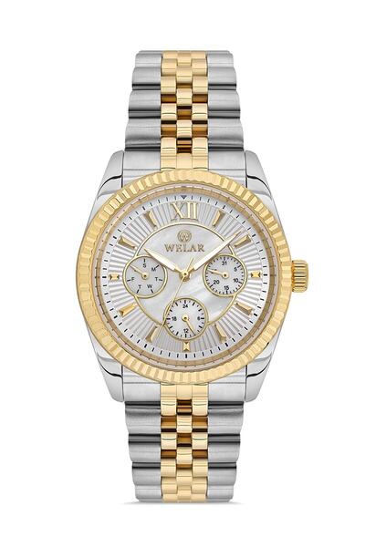 Welar Wel2519M-1 Unisex Steel Classic Calendar Wristwatch Gold Silver Color 3...