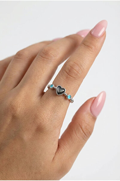 LYKOS Silver Color Hematite Stone Women's Ring