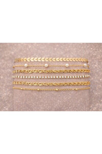 Çelik KALBİNE Gold 6’lı Bileklik Seti