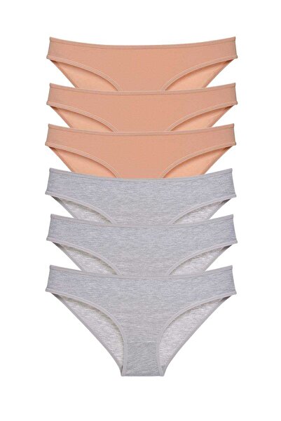 Mestore طقم سراويل داخلية نسائية من الليكرا مكونة من 6 قطع باللون الرمادي