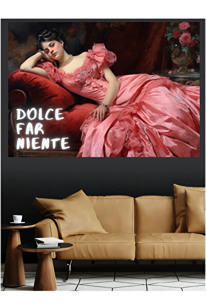 Mushen Studio Dolce Far Niente Жена в розова рокля Принт върху платно Голям р...