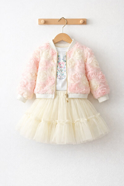 SweetMe Girl's 3D Rose Trend 3-Piece Set