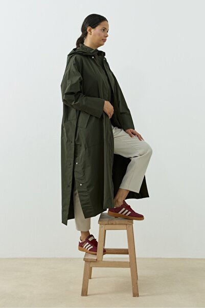 QANU Kapüşonlu Oversize Yağmurluk Yeşil