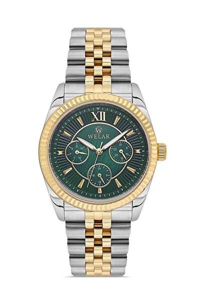 Welar Wel2519M-4 Unisex Green Dial Steel Classic Calendar Wristwatch Atlın Si...