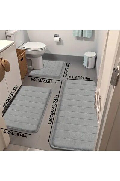 OEM Set of 3 non-slip bath mats, grey, 120x50 cm, 80x50 cm, 60x50 cm