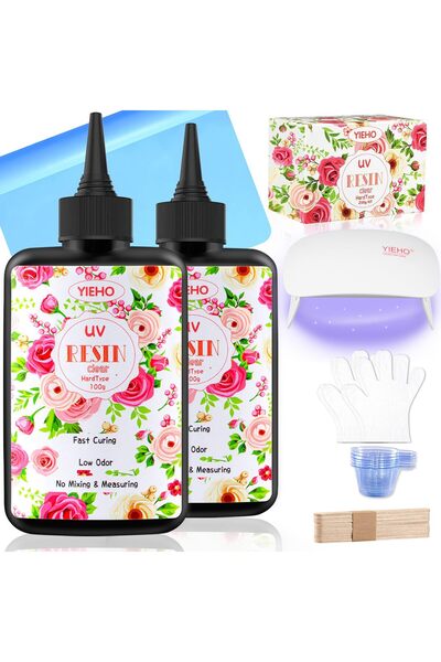 NO BRAND 200g UV Resin Kit with Lamp -Crystal Clear UV Fast Curing Epoxy Resi...