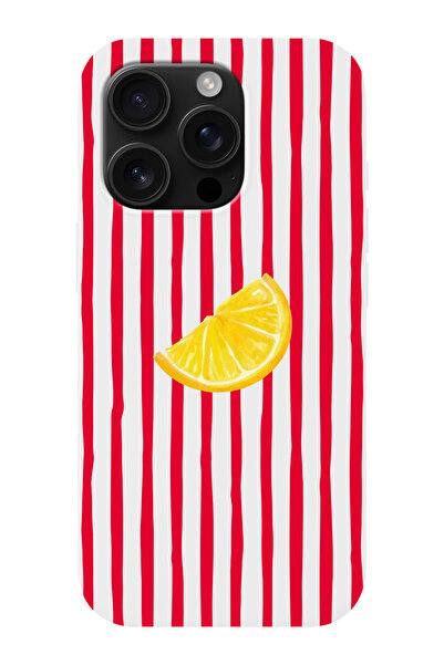 shoptocase iPhone 16 Pro Compatible Lemon Patterned Microfiber Inside, Tpu Si...