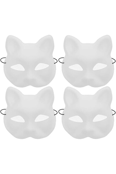 Alipis 1 set mască de pisică din plastic, impermeabil, albă, cu jumătate de f...