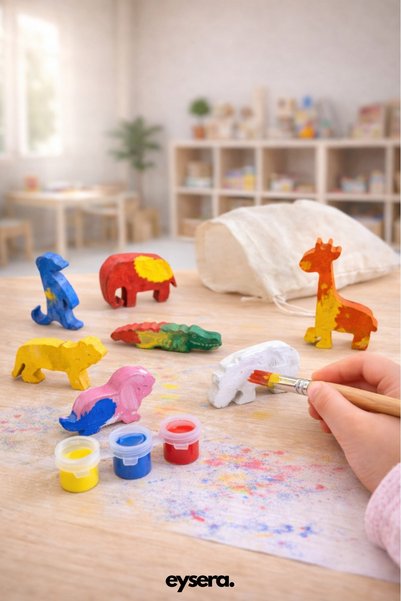 eysera Wooden Painting Set, Safari – Children's Activity & Hobby Toy, Montessori, Educational Set