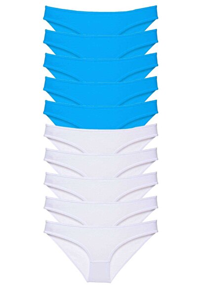 Mestore 10 Pieces Super Eco Set Lycra Women's Slip White Blue