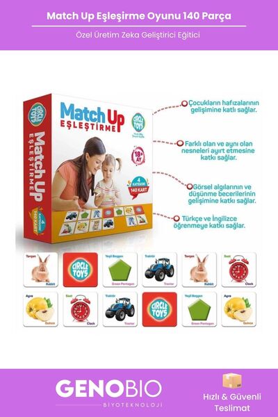 GenoBio #ÇocukOyunları Match Up Eşleşme Oyunu 140 Kart 4 Kategori Hafıza Zeka...