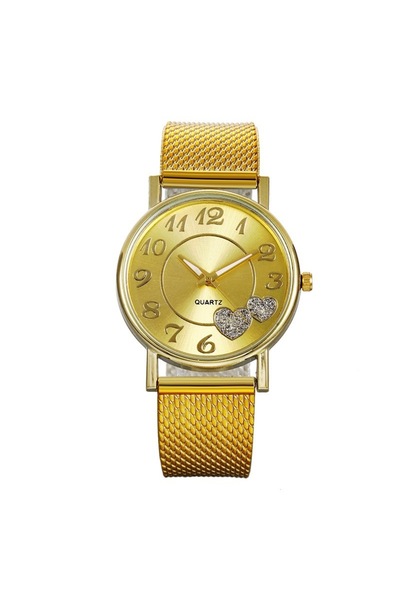 GENERAL Women's watch with a round dial and heart pattern