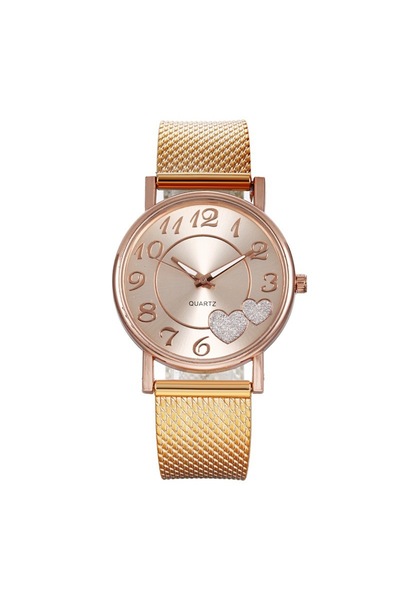 GENERAL Women's watch with a round dial and heart pattern