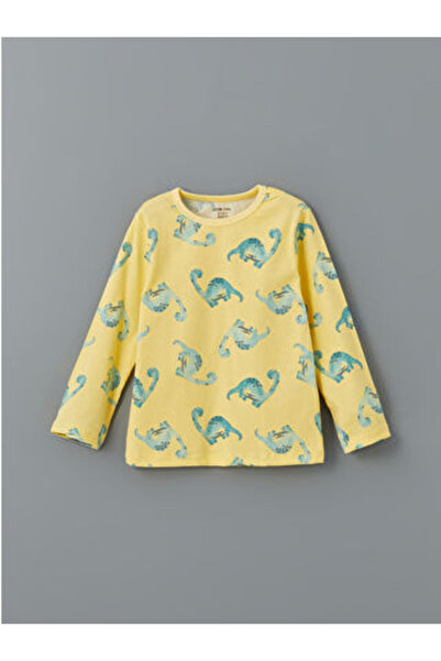 LC Waikiki Yellow Crew Neck Printed Baby Boy Pajama Top