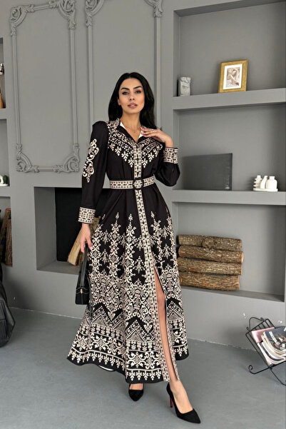 WellWay Atlas Thick Inner Show-Through Fabric Dress (K Belt Included)-Black-W...