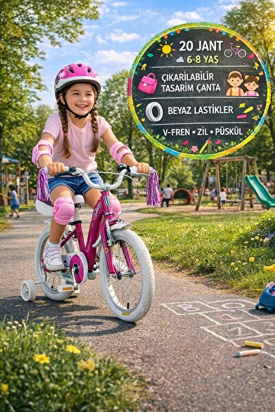 TOYFEST Mia 20 Jant Çantalı Pembe Çocuk Bisikleti | 6-8 Yaş | Çelik Kadro, Be...