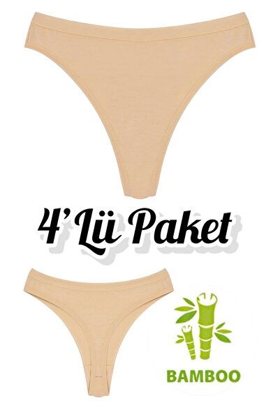 Özten İç Giyim 4'Lü Paket Bambu Kadın Tanga ( String ) Külot (Extra Esnek Ve ...