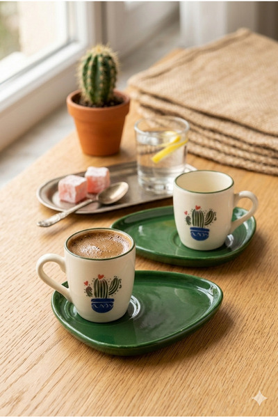 Homerest Set of Patterned Fruit and Figure 2 Ceramic Coffee Cups, Colorful De...